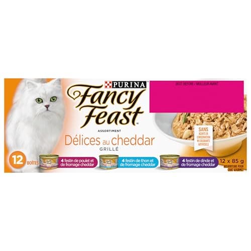 Fancy Feast Wet Cat Food, Cheddar Delights Variety Pack 3 Flavours - 85 g Can (12 Pack) — view 2