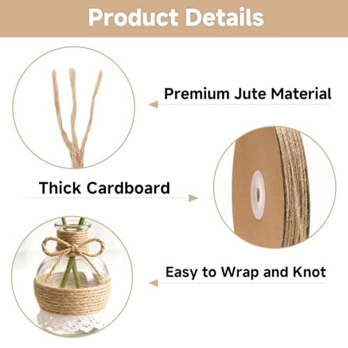 jijAcraft 2MM Jute Twine - 328Ft Natural Brown Jute String, 3-Ply Thin String for Gardening, Craft Twine for DIY Crafts, Gift Wrapping, Crochet Kitting, Macrame Decor — view 2