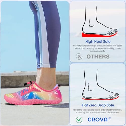 CROVA Built-in Heel Grips Water Shoes for Kids Girls Boys Hiking Shoes Wide Barefoot Swim Beach Pools Slip-On Quick Dry Lightweight for Big Little Kids Toddler — view 6