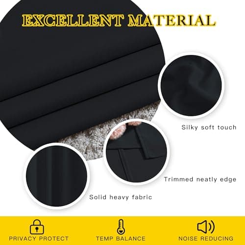NICETOWN Black Out Curtains for Bedroom 84 inches Long - Light Reducing Thermal Insulated Solid Grommet Curtains/Panels/Drapes for Living Room (Set of 2, W52 x L84) — view 2