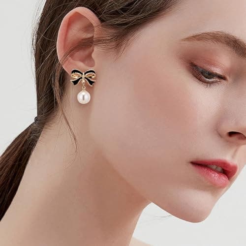 Deals Of'The Day Lightning'Deals My+Orders Valentines Day Gifts for Her 925 Sterling Silver Earrings for Women Amaon Haul Store Diamond/Bow Earrings Jewelry Birthday Wedding Christmas — view 6