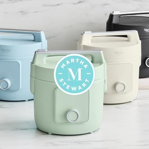 Martha Stewart Rice Cooker, 4 Cup (Uncooked) / 8 Cup (Cooked), Ceramic Non-Stick Removable Pot, Keep Warm, Measure Markings, Steam Basket, Brown & Sushi Rice, Quick Cook, Quinoa, Grains, Oats, Linen Cream — view 11