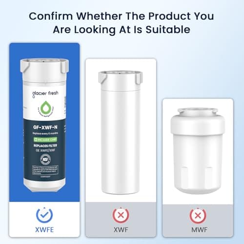 GLACIER FRESH Water Filter Compatible with XWFE (Built-in CHIP), Replacement for GE XWFE, XWF Refrigerator Water Filter NSF/ANSI 42 Certification Pack of 1 — view 2