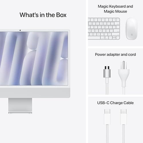 Apple 2024 iMac All-in-One Desktop Computer with M4 chip with 8-core CPU and 8-core GPU: Built for Apple Intelligence, 24-inch Retina Display, 16GB Unified Memory, 256GB SSD Storage; Silver — view 5