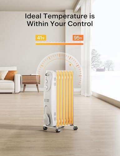 PELONIS Radiator Heater for Large Space, Electric Oil Filled Radiator, Dual Knobs, 1500W, Quiet Space Heater, 3 Modes, Tip-over Protection — view 5