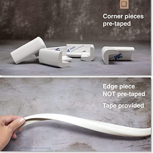 Roving Cove Slimfit Corner Edge Protector for Baby Proofing (Small 15ft Edge 4 Corners), Furniture Safety Bumper Guard, Soft NBR Rubber Foam, 3M Adhesive, Oyster White (Off White) — view 4
