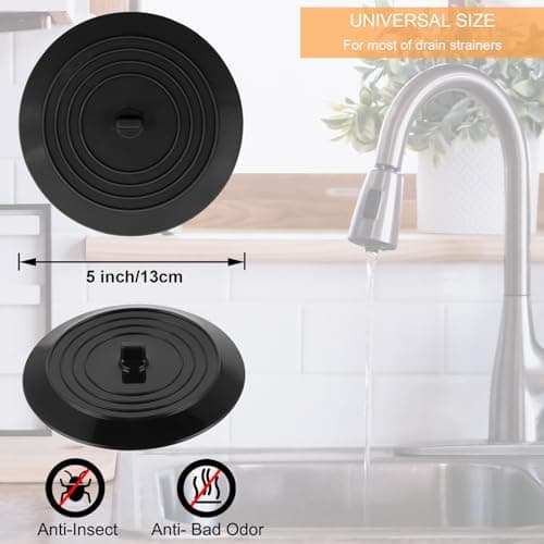 V-TOP Bathtub Drain Stopper 2 Pack, 5 inches Silicone Tub Stopper Shower Drain Cover, Bath Tub Plug Hair Stopper,Universal Flat Suction Renter Friendly Bath Accessories — view 2