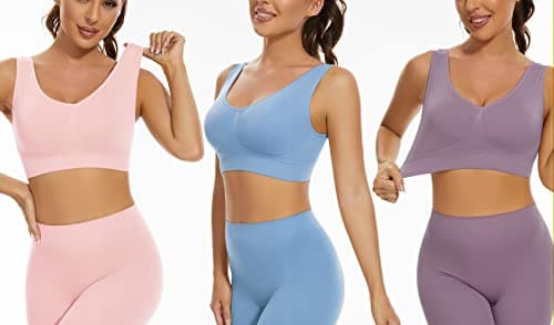 Lemef 3-Pack Seamless Sports Bra Wirefree Yoga Bra with Removable Pads for Women — view 3
