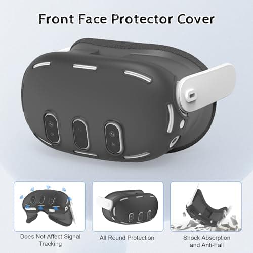 Relohas Deluxe 5 in 1 Silicone Accessories for Meta Quest 3, VR Protective Case Set for Oculus Quest 3, Controller Grip Cover, VR Shell Cover, Face Cover, Gifts for Christmas & Halloween (Black) — view 4