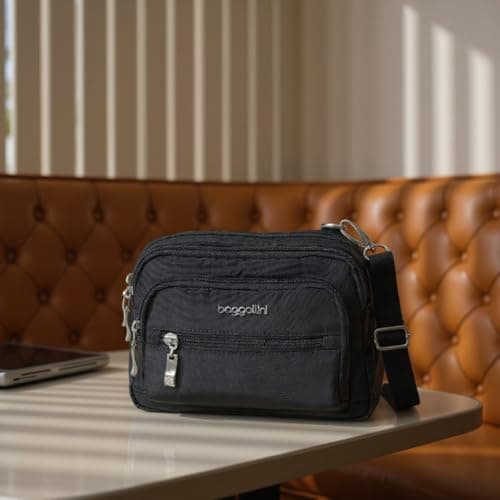 Baggallini unisex adult Triple Zip Bagg cross body handbags, Black, One Size US — view 2