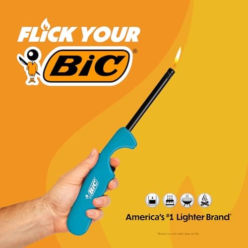 BIC Multi-purpose Classic Edition Lighters, Long Durable Metal Wand, Great For Grills, Fireplaces and Candles, Utility Lighter, Assorted Colors, 4-Count — view 4