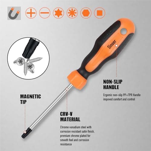 Sinoer Magnetic Screwdrivers Set,Precision Screwdriver Kit, Includes Slotted, Phillips, Torx, Hex, Square, Pozidriv Tools with Case,for Home Improvement & DIY Craft- 70-Piece