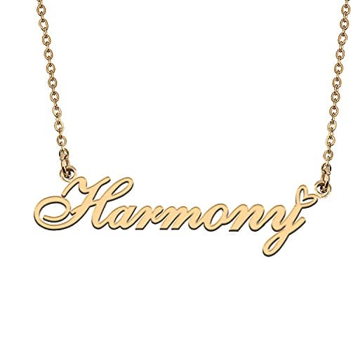 HUAN XUN Harmony Name Necklaces Personalized Stainless Steel Necklace for Women Jewelry for Birthday Anniversary