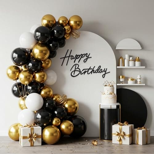 TONIFUL Happy Birthday Sign for Backdrop - Glitter Black Felt Banner - Includes Dot Glue - Perfect for Birthday Party Backdrop,Wall Decr,Balloon Arch,Photo Background — view 5