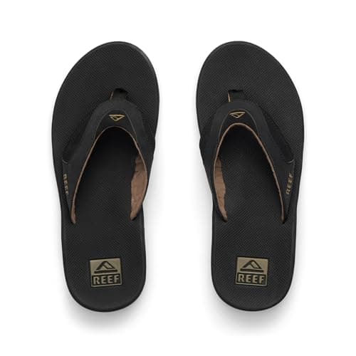 REEF Fanning Mens Bottle Opener Flip Flop, Arch Support, Durable Outsole, Water Friendly, Black/Brown, 11 — view 6