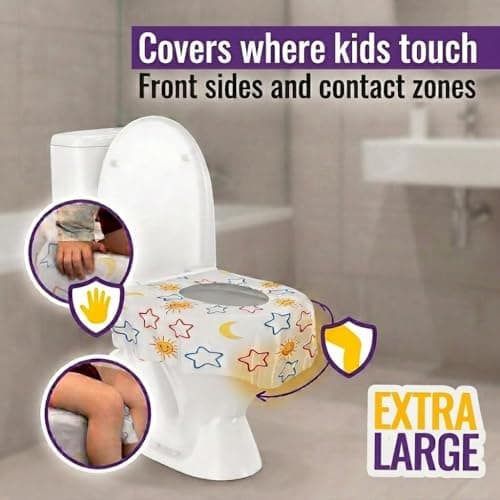 Mighty Clean Baby 22-Pack Disposable Toilet Seat Covers - XL Waterproof Potty Covers for Toddlers, Kids & Adults - Travel, Public Restrooms, Airplane, Potty Training
