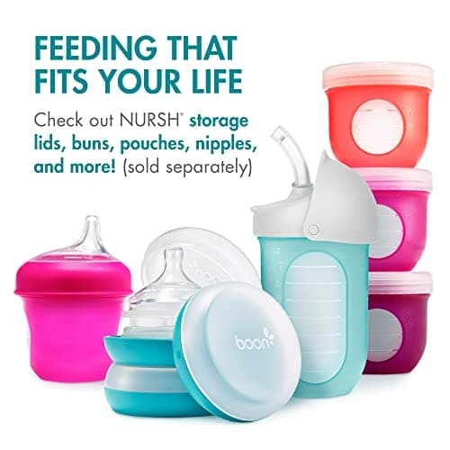 Boon Nursh Bottles - Silicone Baby Bottles Help Ease Colic Symptoms - Formula and Breast Milk Only Touch Food-Grade Silicone - Medium Flow - 8 Oz - Blue — view 5