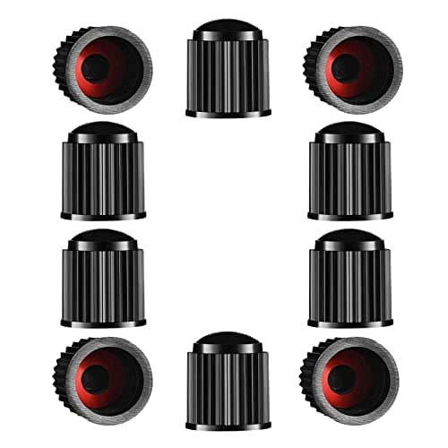 Tire Valve Caps, Universal Stem Covers with O Rubber Ring for Cars, SUV, Bike and Bicycle, Trucks, Motorcycles, Screw-On, Airtight Seal (16pcs/Black)