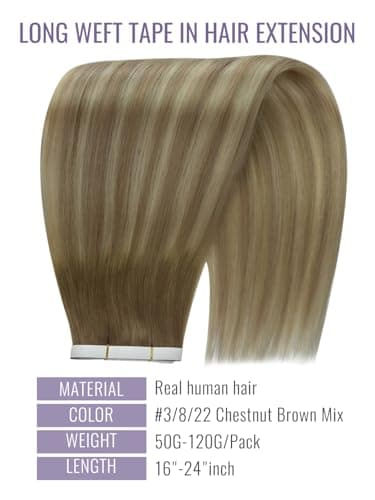 Fshine Tape Weft Hair Extensions 16 Inch 90g Chestnut Blonde — view 2