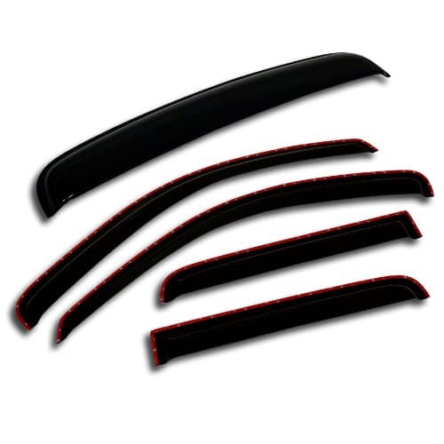 Car Rain Guard & Sunroof | in-Channel Window Visor Side Deflectors | Waterproof Sunroof Cover Rain Shields Compatible with 1999-2016 Ford F-250 SuperCrew | 5 Pcs Set, WSV-192i, Dark Smoke