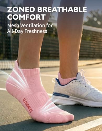 CLOSEMATE Athletic Running Ankle Socks for Men & Women Cushioned Breathable Low Cut Tab Socks with Arch Support 6 Pairs(2BlushPink 2Lavender 2MintGreen,M) — view 2