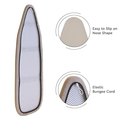 Encasa XO Replacement Ironing Board Cover with Extra Thick Pad, Plain Colors, Elasticated, (Fits Standard Large Boards of 54"x15") Heat Reflective, Scorch Resistant, Heavy Duty - Cobalt — view 4