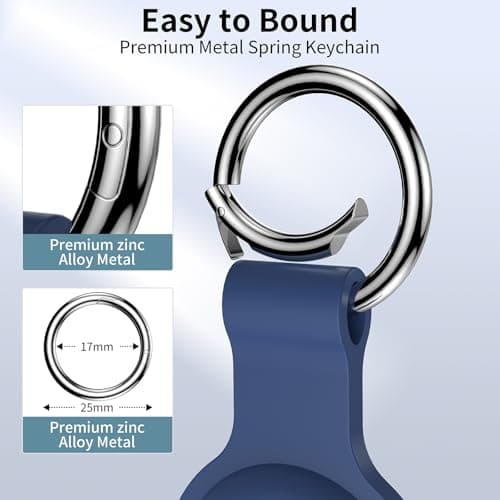 HATALKIN 4 Pack Silicone Holder for AirTag,Soft Protective Keychain Case Compatible with Apple AirTags 1st & 2nd Generation,Key Chain Ring Cover GPS Tracker Item Air Tagfinders for Kids,Bags,Luggages — view 3