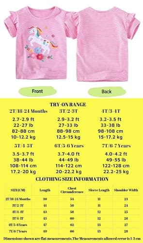 Winzik Girls Shirts Toddler Girl Short Sleeve T Shirt Kids Unicorn Tee Tops Summer Clothes 18M-7Y(5-6 Years, Unicorn Giraffe) — view 8