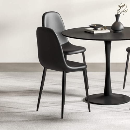 Aykah Black Dining Chair Set of 4, Faux Leather Dining Chairs for Kitchen, Dining Room, Bedroom, Pre Assembled Side Chairs (Black) — view 4