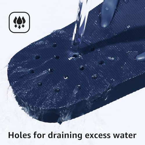 STQ Mens Shower Shoes Quick Dry Flip Flops for Men Non Slip Beach Pool Bathroom Thong Sandals with Arch Support and Drain Holes, Navy Blue Size 10 — view 3