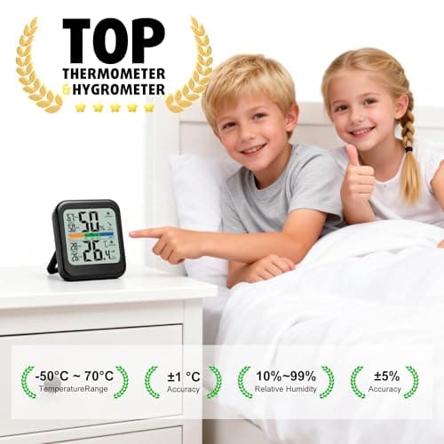G.CATACC Digital Hygrometer Indoor Thermometer Humidity Meter Gauge with Max/Min Record Room Thermometer Temperature and Humidity Monitor Sensor for Home Baby Greenhouse Reptile - Battery Included — view 5