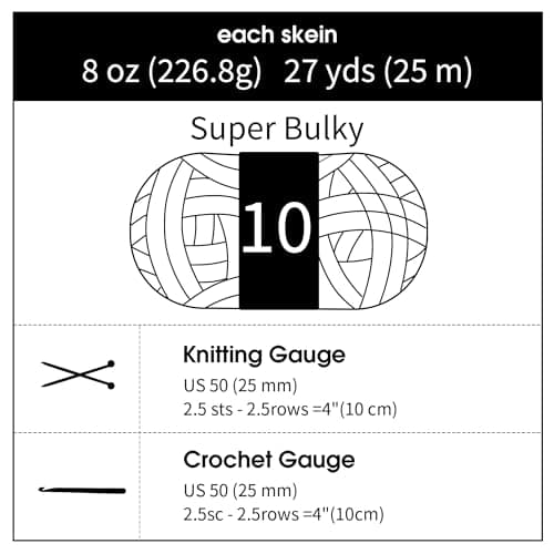 HOMBYS White Chunky Chenille Yarn for Crocheting, Bulky Thick Fluffy Yarn for Knitting, Super Bulky Chunky Yarn for Hand Knitting Blanket, Soft Plush Yarn, 8 Jumbo Pack (27 yds,8 oz Each Skein) — view 2