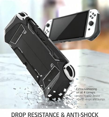 Mumba Dockable Case for Nintendo Switch OLED 2021, [Blade Series] TPU Grip Protective Cover Accessories Compatible with Nintendo Switch OLED and Joy-Con Controller (Black) — view 4