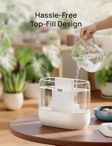 DREO Humidifiers for Bedroom, 4L Top Fill for Large Room, 36H Runtime [Ultra-Strong Mist Output] Quiet Cool Mist Air Humidifier for Baby Nursery, Plants, Indoor, Night Light, Easy to Clean — view 5