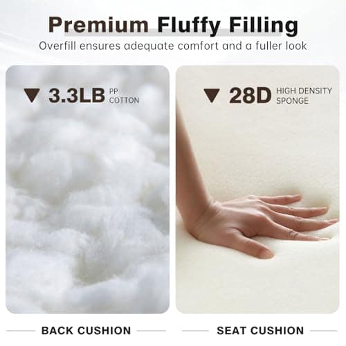 Belord Luxury 6" Thick Outdoor Cushion 4 Set - 24 x24 Inch 28D Sponge Filling Fade-Resistant Chair Cushion, Spill Proof Removable Patio Furniture Replacement Cushion for Sofa Bench - Grey — view 4