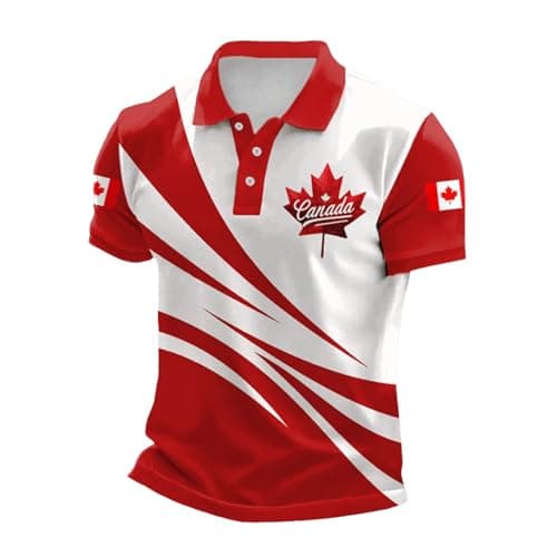 Mens Canada Polo Shirt Vintage Canadian Maple Leaf Flag Graphic Golf Shirts Summer Casual Patriotic 1st July T-Shirt Tee Tops