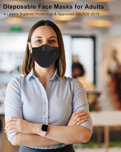 KOZUVEE KN95 Face Masks 50 Pack for Adults, Individually Wrapped, Comfortable and Breathable Disposable KN95 Mask with Elastic Ear Loop — view 5