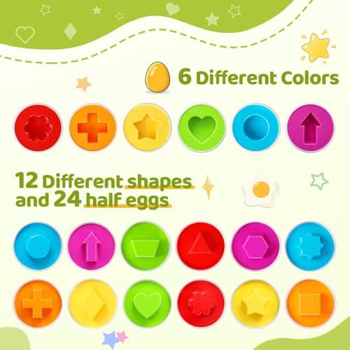 Montessori Matching Eggs Toy for Toddlers 1-3, Color and Shape Sorting Learning Toy, Fine Motor Skills Educational Puzzle, Preschool Learning Toy for Kids — view 2