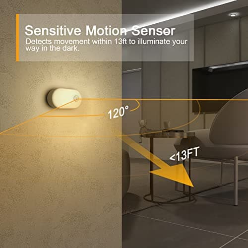 Lyridz Rechargeable Battery Night Light with Motion Sensor, Stick on Anywhere, 1-20LM Dimmable LED Nightlights for the Bedroom, Bathroom, Living Room, Kitchen, Stairs, Hallway, 4-Pack — view 3