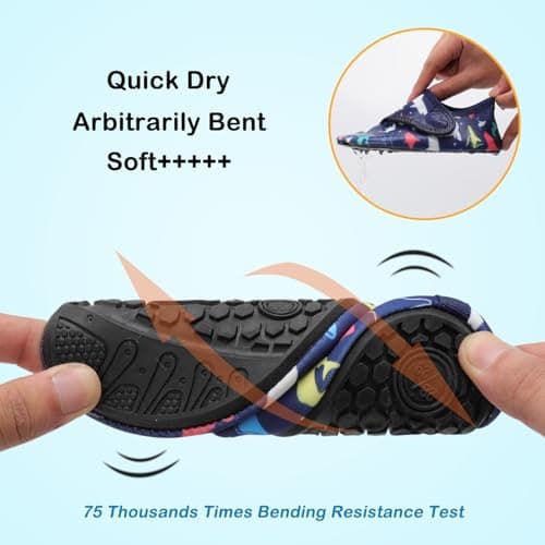 JOINFREE Girls and Boys Beach Water Shoes Kids Summer Walking Swimming Shoes BlueRedShark 1-2 Big Kid