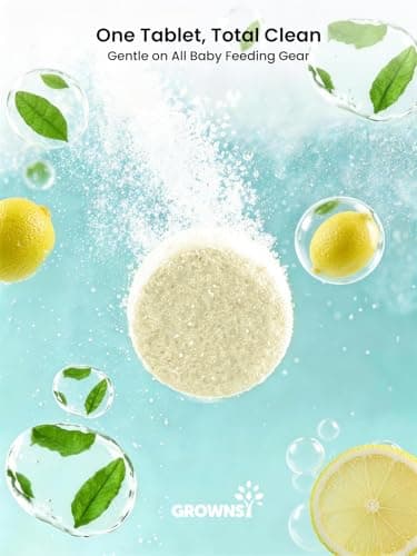 GROWNSY Bottle Washer Detergent Tablets, Plant-Based Enzyme Formula, Removes Milk Residue & Odor, Safe for Baby Bottles & Pump Parts, Compatible with All Bottle Washers, Unscented, 150 Count — view 3