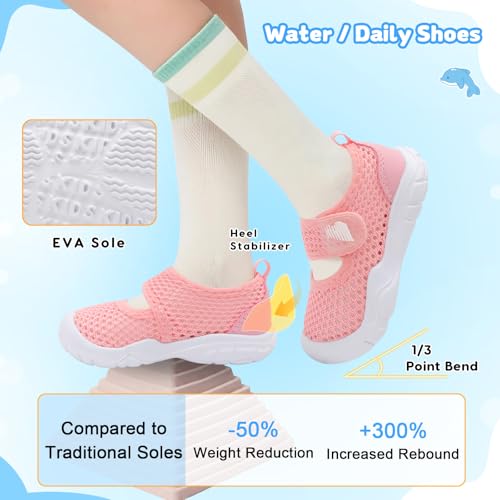 JOINFREE Toddler Water Shoes Barefoot Design with Adjustable Strap Lightweight Quick Dry Shoes for Baby Girls and Boys Swim Pool Beach Splash Pad Pink Toddler 5 — view 4