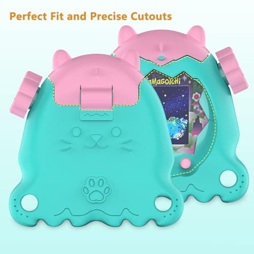 RAWECUD Protective Case for Tamagotchi Paradise Electronic Pet, Silicone Cover for Tamagotchi Paradise with Screen Protector, Hand Strap and Button Cover Protector — view 4