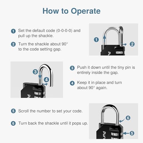 Puroma 2 Pack Combination Lock 4 Digit Padlock for School Gym Locker, Sports Locker, Fence, Toolbox, Case, Hasp Storage (Black & Code Window) — view 6