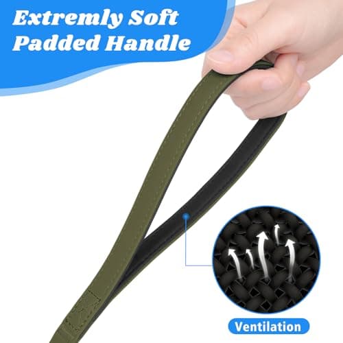 XiaZ Long Leash for Dogs Waterproof, Training Long Line Lead with Padded Handle for Large Medium Small Dogs Outside Walking, Playing, Camping, or Yard (30FT, Olive) — view 3