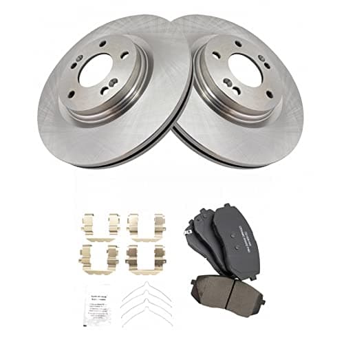TRQ Front Ceramic Brake Pad and Rotor Kit Compatible with Manual Paring Bake 2015-2019 Hyundai Sonata 2015-2020 Kia Optima 2021-2024 Hyundai Kona Electric - Verify Fitment & Trim — view 2