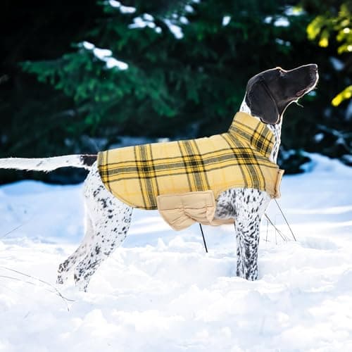 Kuoser Waterproof Dog Coat, Reversible Dog Jacket for Large Dogs, Adjustable Durable Doggie Winter Coat for Groowing Puppies Warm Puppy Cold Weather Apparel, Yellow S — view 5