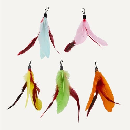 Amazon Basics Cat Feather Toy Kit with 2 Telescoping Wands and 10 Feather Attachments, Natural Feathers, for Adult Cats and Kittens — view 3