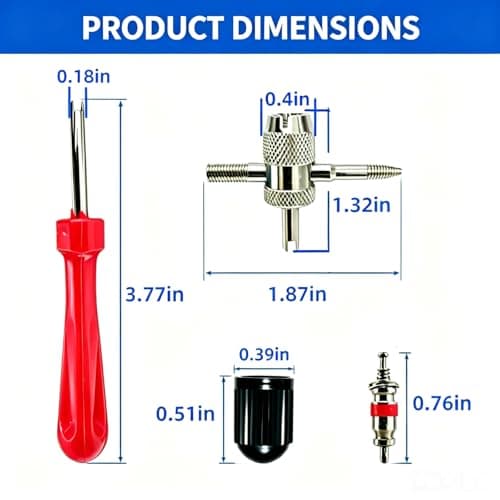 Jeieuia 62Pcs Valve Core Remover Tool,30 PCS Valve Cores,30 PCS Tire Valves Caps,1Pcs Valve stem Removal Tool,1 PCS 4-Way Valves Tool,Suitable for mostcars,Pickup Trucks,Vans,Motorcycles,Campers