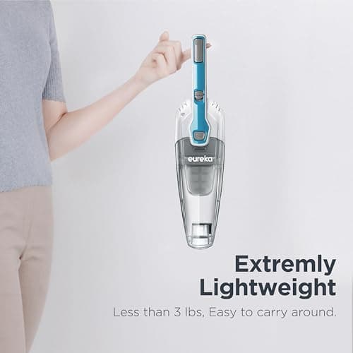 Eureka Home Lightweight Corded Stick Vacuum Cleaner, Powerful Suction Convenient Small Vacuum for Hard Floor, 3-in-1 Hand Vacuum, Aqua Blue, NES100 — view 2